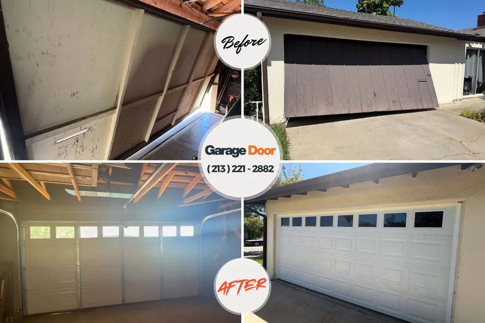 Before and after: garage door repair Knightstown, IN